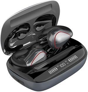 T20 TWS Bluetooth 5.0 Touch Wireless Bluetooth Earphone with Three LED Battery Display & Charging Box, Support Call & Voice Assistant(Black) (Gun Gray)
