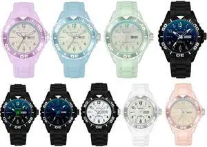 SANDA 1053 Womens TPU Strap Dual Display Waterproof Electronic Watch (Taro Purple)