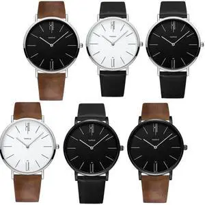 YAZOLE 506 Simple Large Scale Dial Men Business Quartz Watch (Silver Shell White Tray Brown Belt)