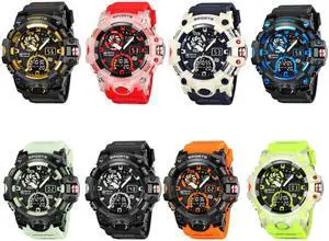 STRYVE S8027 Sports Multifunctional Luminous Dual Display Chronograph Student Watch (Black Blue)