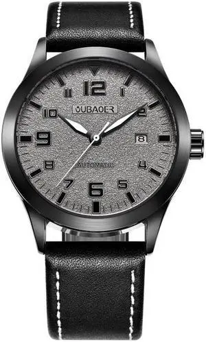 Ochstin 62028 Fashion Fully Automatic Mechanical Watch Waterproof Men  Leisure Mechanical Watch Calendar Leather Watch(Black) (Grey)