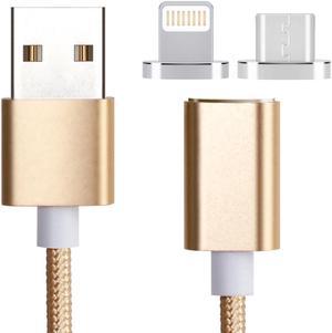 2 in 1 Weave Style 1.2m 5V 2A Micro USB & 8 Pin to USB 2.0 Magnetic Data / Charger Cable, For iPhone, iPad, Samsung, HTC, LG, Sony, Huawei, Lenovo and other Smartphones