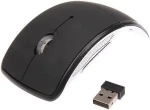 Wireless 2.4GHz 800-1200-1600dpi Snap-in Transceiver Folding Wireless Optical Mouse / Mice(Black)