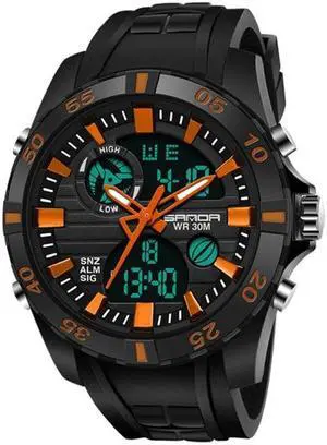 SANDA 791 Watch Genuine Fashion Sports Multifunction Electronic Watch Popular Men luminous Wrist Watch(Yellow) (Orange) SANDA 791 Watch Genuine Fashion Sports Multifunction Electronic Watch Popular Men luminous Wrist Watch(Yellow) (Orange)