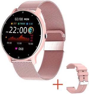BW0223 Heart Rate/Blood Oxygen/Blood Pressure Monitoring Bluetooth Smart Calling Watch, Color: Mesh Pink Mesh Pink