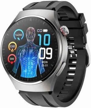 MT200 1.43 inch AMOLED IP67 Smart Call Watch, Support ECG/Body Temperature/Blood Glucose Monitoring (Silver)