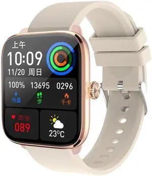 T20 1.96 inch IP67 Waterproof Silicone Band Smart Watch, Supports Dual-mode Bluetooth Call / Heart Rate Monitoring (Gold)