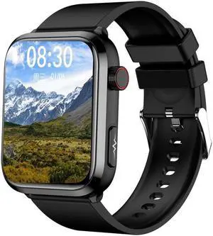ET210 1.91 inch IPS Screen IP67 Waterproof Silicone Band Smart Watch, Support Body Temperature Monitoring / ECG (Black)
