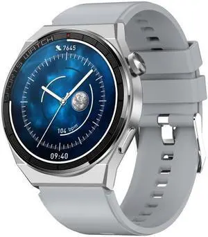 KT62 1.36 inch TFT Round Screen Smart Watch Supports Bluetooth Call/Blood Oxygen Monitoring Silicone Strap (Silver)