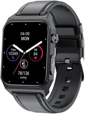 E530 1.91 inch IP68 Waterproof Leather Band Smart Watch Supports ECG / Non-invasive Blood Sugar Leather Band (Black) (Black)