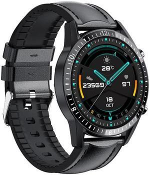 I9 1.3 Inch Heart Rate/Blood Pressure/Blood Oxygen Monitoring Watch, Color: Black Leather, Size:Black Leather