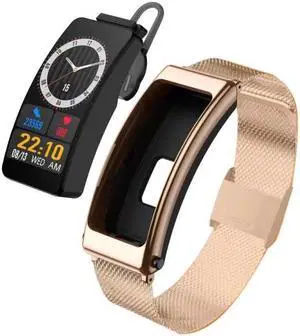 K13 1.14 inch Steel Band Earphone Detachable Smart Watch Support Bluetooth Call Steel Band (Gold) (Gold)