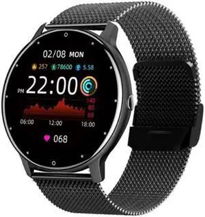 ZL02D 1.28 inch IP67 Waterproof Steel Band Smart Watch Support Heart Rate Monitoring (Black)