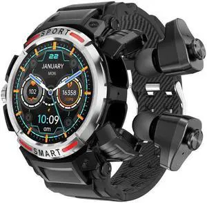 GT100 1.39 inch TFT Screen 2 in 1 Bluetooth Headset Smart Watch, Support Blood Oxygen Monitoring/Bluetooth Music (Silver)