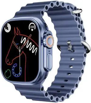 WS-E9 Ultra 2.2 inch IP67 Waterproof Metal Buckle Ocean Silicone Band Smart Watch, Support Heart Rate / NFC Metal Buckle Ocean Silicone Band (Blue) (Blue) Black