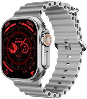 WS-E9 Ultra 2.2 inch IP67 Waterproof Metal Buckle Ocean Silicone Band Smart Watch, Support Heart Rate / NFC Metal Buckle Ocean Silicone Band (Silver) (Silver)