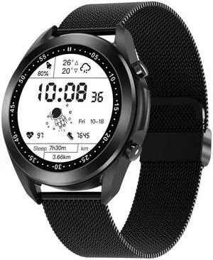 DW95 1.28 inch Color Screen Smart Watch, IP67 Waterproof,Steel Watchband,Support Bluetooth Call/Heart Rate Monitoring/Blood Pressure Monitoring/Blood Oxygen Monitoring/Sleep Monitoring (Blac