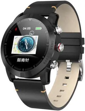 DTNO.1 S10 1.3 inches TFT Color Screen Smart Bracelet IP68 Waterproof, Leather Watchband, Support Call Reminder /Heart Rate Monitoring /Sleep Monitoring /Multi-sport Mode (Black)