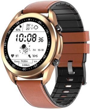 DW95 1.28 inch Color Screen Smart Watch, IP67 Waterproof,Leather Watchband,Support Bluetooth Call/Heart Rate Monitoring/Blood Pressure Monitoring/Blood Oxygen Monitoring/Sleep Monitoring (Go
