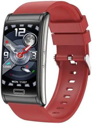 E600 1.47 inch Color Screen Smart Watch Silicone Strap Support Heart Rate Monitoring / Blood Pressure Monitoring (Red)