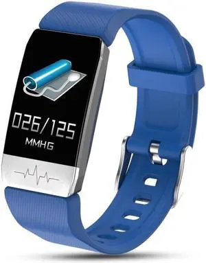 T1 1.14 inch Color Screen Smart Watch IP67 Waterproof,Support Call Reminder /Heart Rate Monitoring/Sedentary Reminder/Sleep Monitoring/ECG Monitoring (Blue) Black