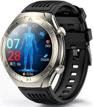 Fd02 Ecg Monitoring Bluetooth Calling Improve Sleeping Blood Oxygen Body Temperature Blood Glucose More Than Sport Smart Watch (Silver)