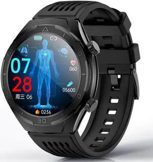Fd02 Ecg Monitoring Bluetooth Calling Improve Sleeping Blood Oxygen Body Temperature Blood Glucose More Than Sport Smart Watch (Black)