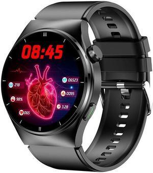 F320 Laser Physiotherapy Bluetooth Call Uric Acid Blood Lipid Noninvasive Blood Glucose Measurement Heart Rate Body Temperature Smart Watch (Black Milan)