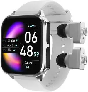 T22 2-In-1 Bluetooth Headset Call Smart Watch Heart Rate Blood Pressure Music Control Smart Watch (Silver)