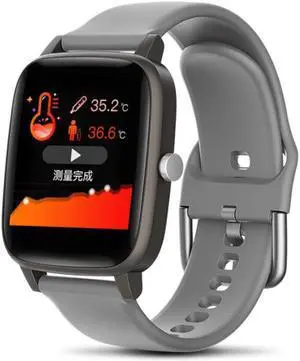 T98 Smart Bracelet Body Temperature Detection Heart Rate Blood Pressure Blood Oxygen Sleep Monitoring Sports Smart Watch (Silver Gray)