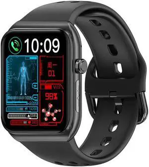 Bk01 Bluetooth Calling Ecg Uric Acid Blood Lipid Blood Glucose Heart Rate Body Temperature Monitoring Multi-Sport Smart Watch (Black)