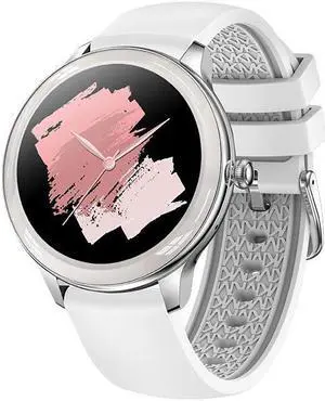 V33 Women Smart Call Watch 1.09 Round Screen Heart Rate Blood Pressure Blood Oxygen Monitoring Sports Call Bracelet (Silver Glue)