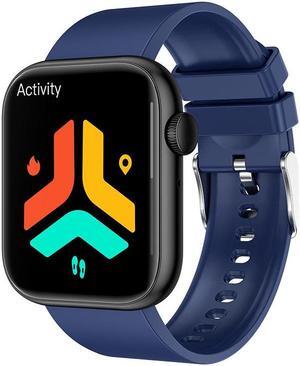 Qx7 Bluetooth Calling Smart Watch Body Temperature Heart Rate Blood Oxygen Monitoring Voice Assistant Sport Smart Watch (Blue) Black