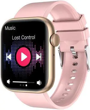 Qx7 Bluetooth Calling Smart Watch Body Temperature Heart Rate Blood Oxygen Monitoring Voice Assistant Sport Smart Watch (Pink)