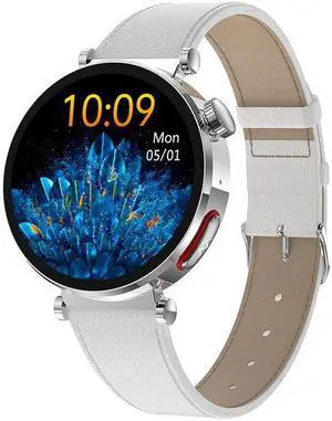 Et490 Women's Ecg Smart Watch Bluetooth Calling 1.27-Inch Blood Lipid Uric Acid Multi-Sports Smart (White Leather)