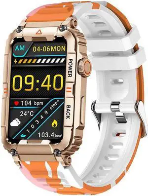 Kr88 Bluetooth Calling Smart Watch Voice Assistant Heart Rate Blood Pressure Monitoring Multi-Sport Smart Watch (Camouflage Gold)