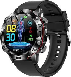 2024Et482 Bluetooth Call Ecg Non-Invasive Blood Glucose Smart Watch Multi-Sport Smart Watch (Black)