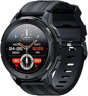 C25 Call Smart Watch 1.43 Inch Amoled Screen 466*466 Heart Rate Blood Pressure Multi-Sport Watch (Black Leather)