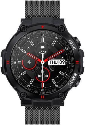 K22 K27 Outdoor Smart Bracelet 1.28 Inch Ips Heart Rate Blood Pressure Blood Oxygen Exercise Monitoring Waterproof Smart Watch (Black Milan)