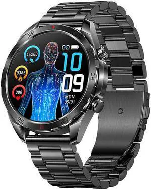 Nx16 Bluetooth Talk Ecg Body Temperature Smart Watch Heart Rate Blood Pressure Multi-Sport Smart Watch (Black Milan)