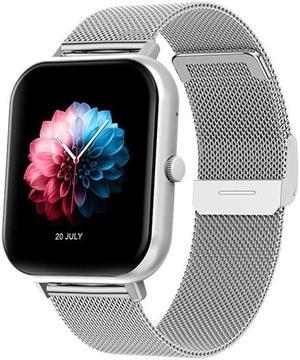 Zl54cj Bluetooth Call Smart Watch Heart Rate Blood Pressure Blood Oxygen Music Message Multi-Sport Smart Watch (Silver Steel)