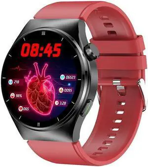 F320 Laser Physiotherapy Bluetooth Call Uric Acid Blood Lipid Noninvasive Blood Glucose Measurement Heart Rate Body Temperature Smart Watch (Red)