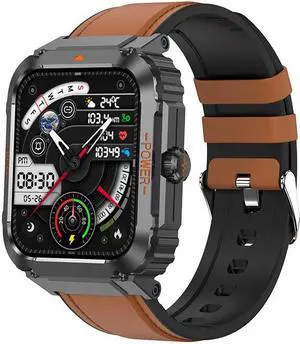 Et550 Bluetooth Calling Smart Watch Outdoor Three-Proof Sports Ecg Blood Glucose Heart Rate Body Temperature Monitoring (Brown Leather)