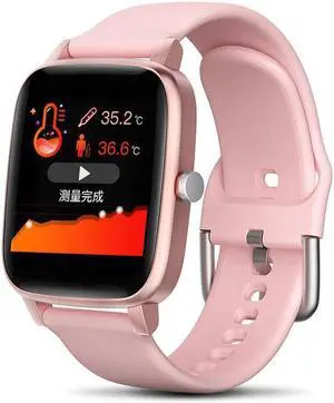 T98 Smart Bracelet Body Temperature Detection Heart Rate Blood Pressure Blood Oxygen Sleep Monitoring Sports Smart Watch (Pink)