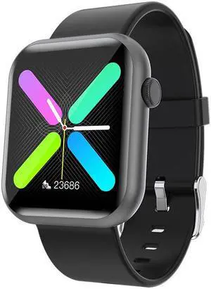R3l Full Touch Smart Watch Heart Rate Blood Oxygen Watch Ui Built-In 20 Languages Support Playing Games (Black)