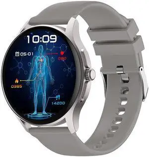 E03 Ecg Ecgppg Blood Glucose Bluetooth Calling Female Health Heart Rate Blood Pressure More Than Sport Smart Watch (Grey)