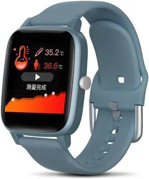 T98 Smart Bracelet Body Temperature Detection Heart Rate Blood Pressure Blood Oxygen Sleep Monitoring Sports Smart Watch (Blue) Black