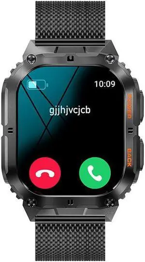 K61pro Three-Proof Call Smart Watch Music Weather 1.96 Inch Heart Rate Blood Pressure Blood Oxygen Smart Watch (Black Milan)