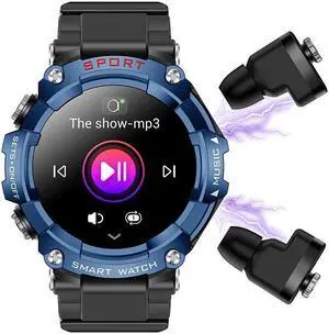 T96 Outdoor Bluetooth Headset Call Smart Watch Local Mp3 Multi-Sports Heart Rate Blood Pressure Smart Watch (Blue) Black