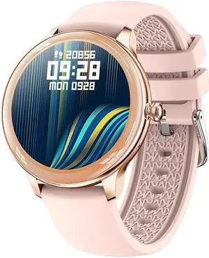 V33 Women Smart Call Watch 1.09 Round Screen Heart Rate Blood Pressure Blood Oxygen Monitoring Sports Call Bracelet (Pink)